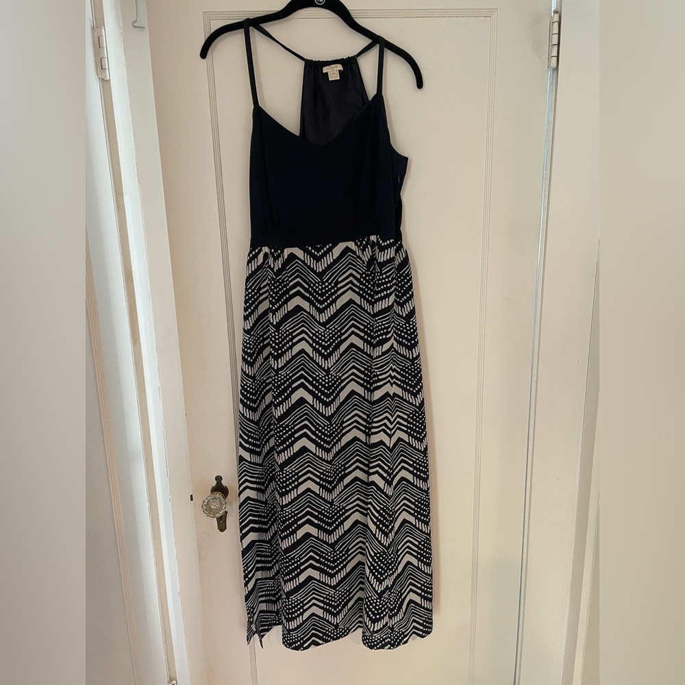 J. Crew navy and white dress